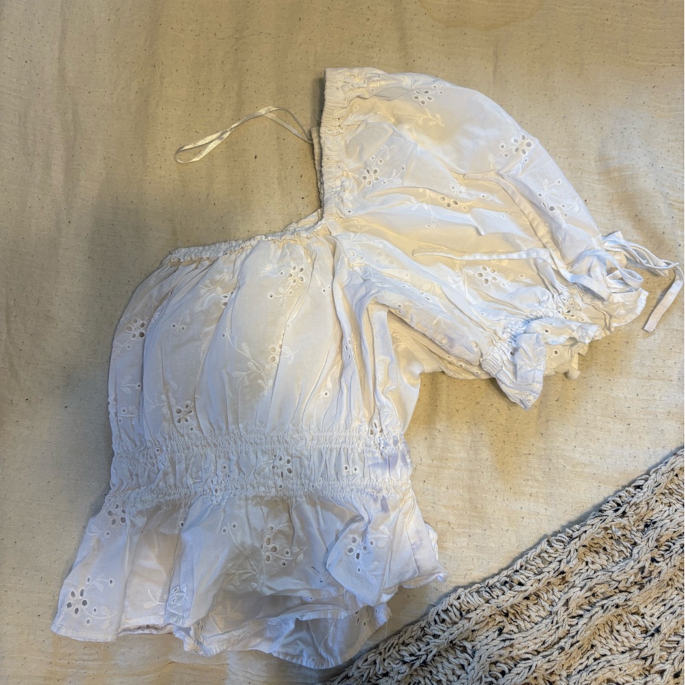 White Eyelet Off-Shoulder Top